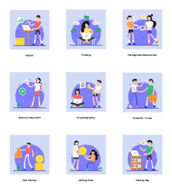 Farklı insanların vektör düz simgeleri kümesi.