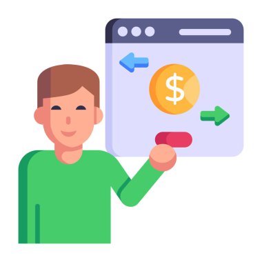 Mobil bankacılık ve finans ikonu. Basit resimleme