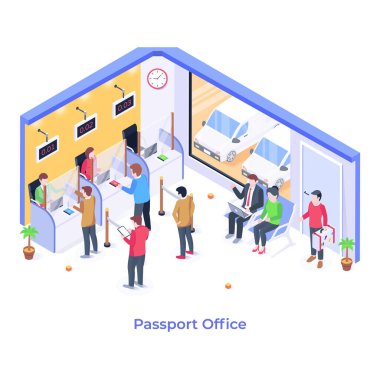 Kişilerin ve ofis çalışanlarının izometrik vektör çizimi