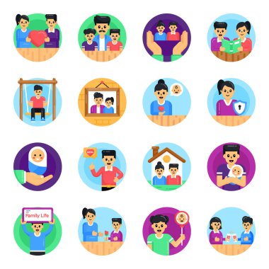 Simge setiyle düz tasarım konsepti. vektör illüstrasyonu