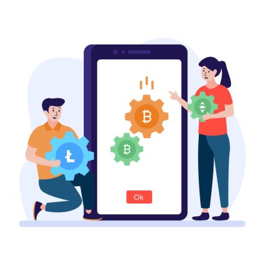 Bitcoin konsepti. vektör illüstrasyonu