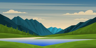 Dağlı ve mavi gökyüzü olan dağ manzarası