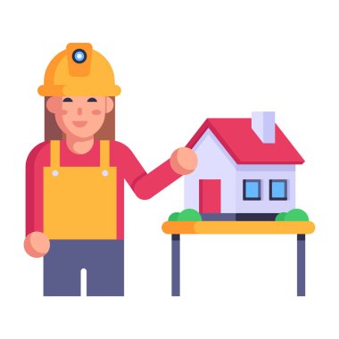 ev vektörü illüstrasyon tasarımı olan işçiler