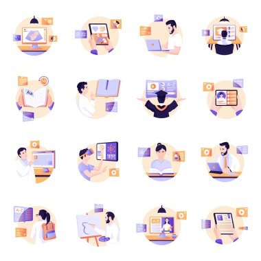 Ofiste çalışan iş adamları. düz dizayn. vektör illüstrasyonu