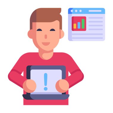 Dizüstü bilgisayarı olan adam vektör çizimi tasarımı