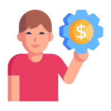 Dolar işareti simgesi vektör illüstrasyon tasarımı olan adam