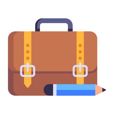 Çanta simgesi tasarımı, vektör illüstrasyonlu işletme ve eğitim kavramı 