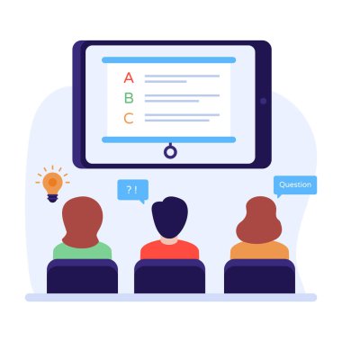 Online eğitim vektör simgesi. Düz çizim. 10 saniye.