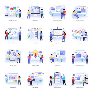 İş adamları ve ofis çalışanları. düz tasarım vektör çizimi