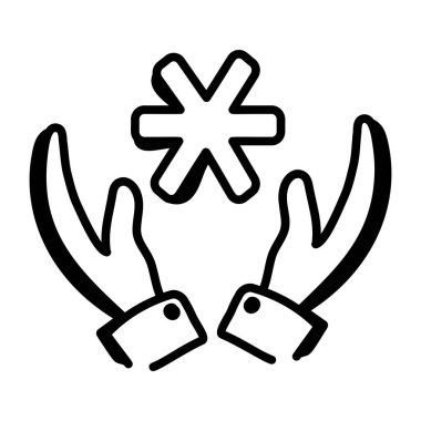 bir yıldız simgesi, konsept illüstrasyon, taslak sembol, vektör işareti, doğrusal biçim.