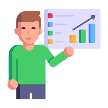 İstatistik ikonu vektör illüstrasyon tasarımına sahip iş adamı