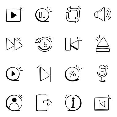 Beyaz arkaplanda 16 ortam simgesi, vektör illüstrasyonu