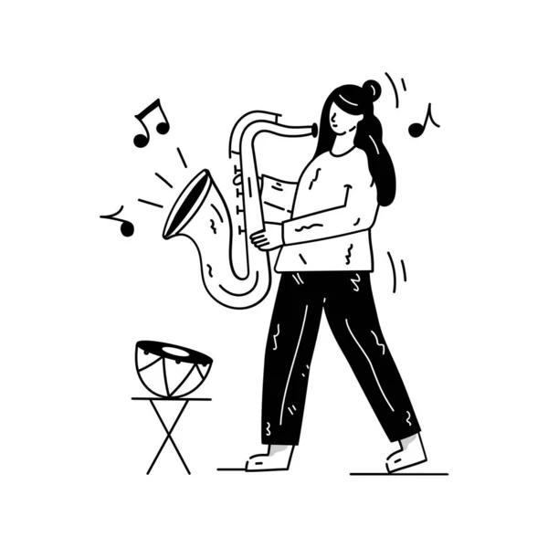 Lecteur Musique Avec Illustration Vectorielle Saxophone — Image vectorielle