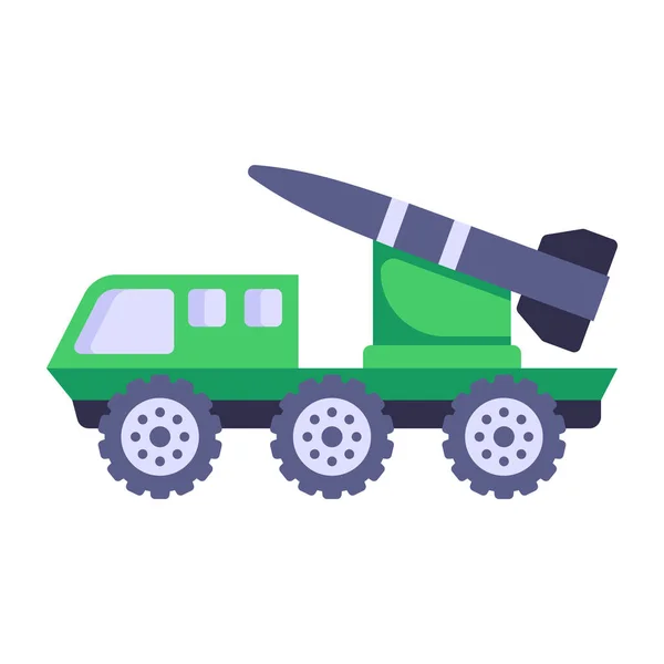 Militaire Voertuig Bouw Platte Pictogram Vector Illustratie — Stockvector