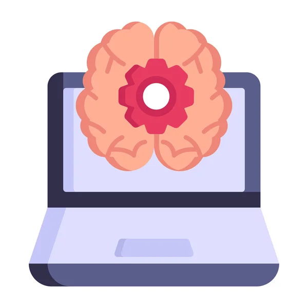 Laptop Απεικόνιση Διανύσματος Υπολογιστών Εγκεφάλου Και Νέφους — Διανυσματικό Αρχείο