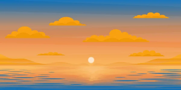 Beautiful Sunset Sky Clouds Sea — Stock Vector