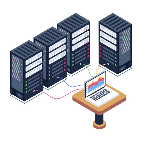 Sala Server Data Center Con Server Progettazione Illustrazione Vettoriale Del — Vettoriale Stock