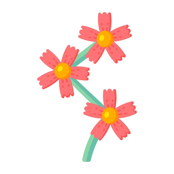 Niedliche Blume Mit Blüten Und Blättern Vektorillustration — Stockvektor