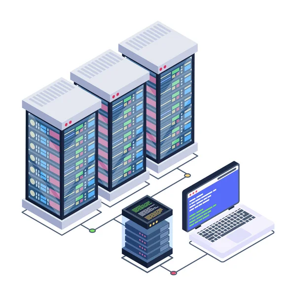 Illustrazione Vettoriale Isometrica Del Data Center — Vettoriale Stock