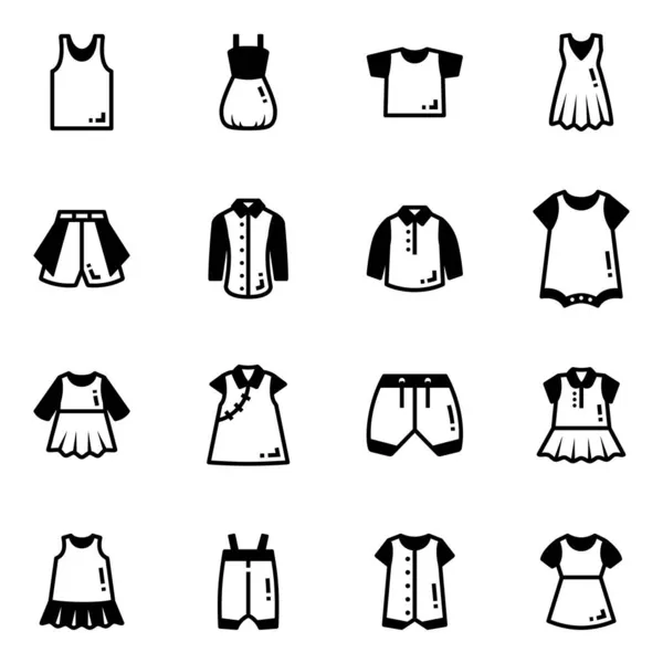 Set Kleding Pictogrammen Vector Illustratie — Stockvector