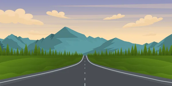 道路のある風景のベクトル図です — ストックベクタ