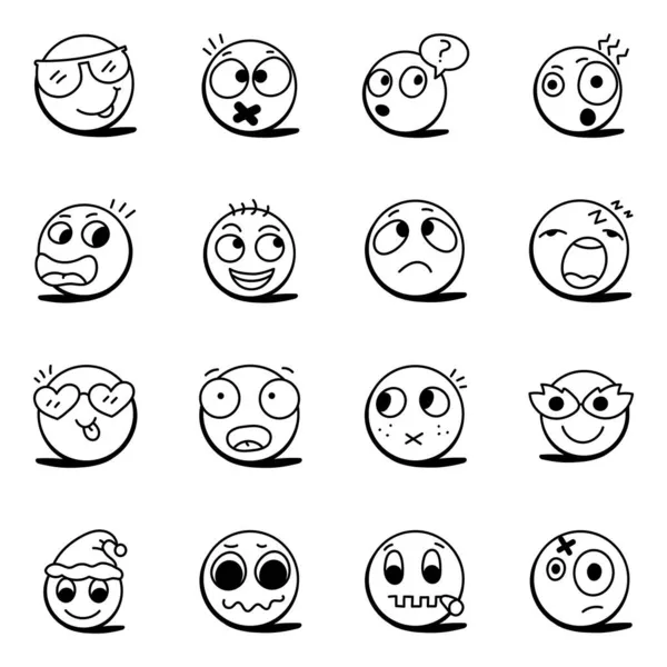 Set Funny Faces Vector Illustration — Stock Vector