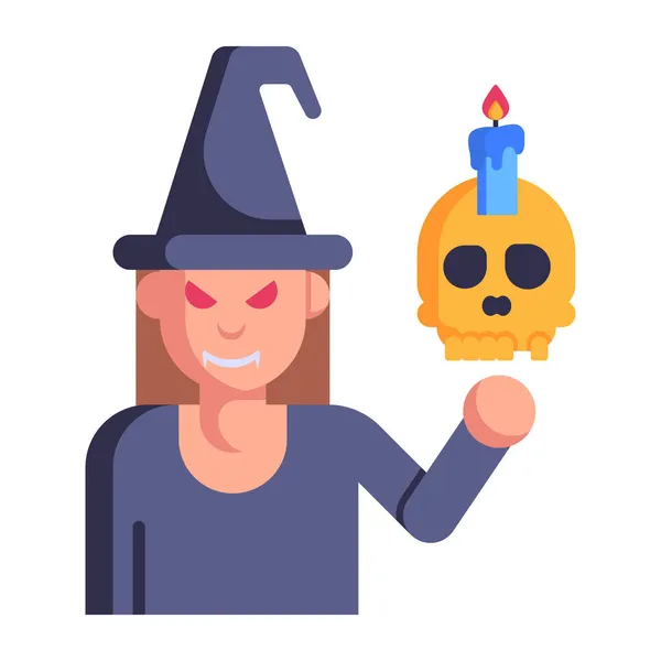 Festa Halloween Celebrazione Con Strega Cappello Vettoriale Illustrazione — Vettoriale Stock