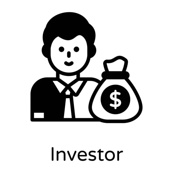 Empresário Com Ícone Sinal Dólar — Vetor de Stock