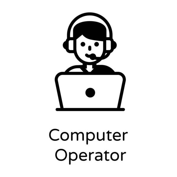 Operador Atención Cliente Con Auriculares Call Center Ilustración Vectorial — Archivo Imágenes Vectoriales