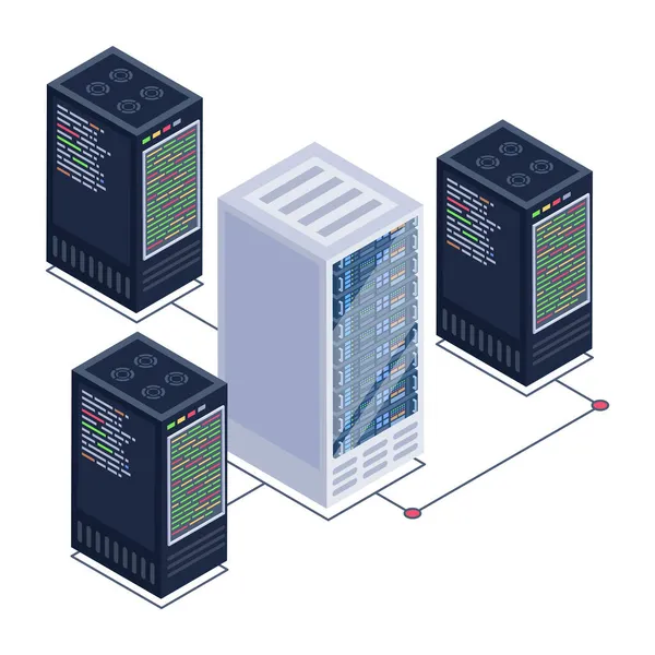 Sala Servidores Con Servidores Diseño Ilustración Vectorial Base Datos — Archivo Imágenes Vectoriales