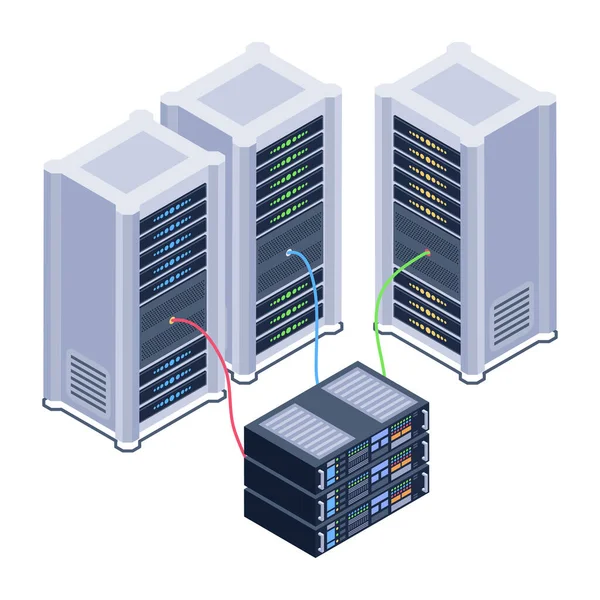 Serveurs Données Hébergeant Icône Isométrique Illustration Vectorielle — Image vectorielle