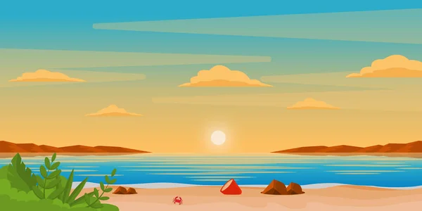 Illustration Der Landschaft Mit Meer Und Bergen — Stockvektor