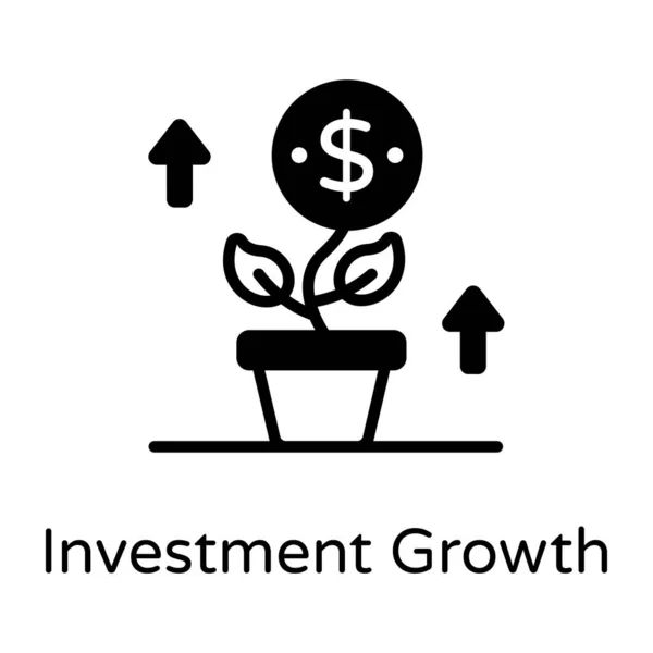 Ícone Vetor Linha Crescimento Investimento — Vetor de Stock