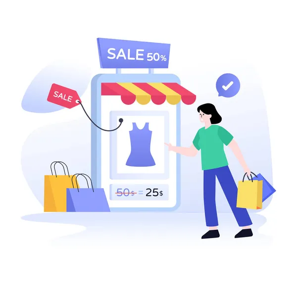 Shopping Online Concept Vector Illustration — Stock Vector