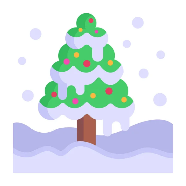 Weihnachtsbaum Mit Schnee Vektor Illustration Design — Stockvektor