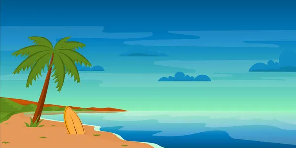 Playa Tropical Con Palmeras Mar — Vector de stock