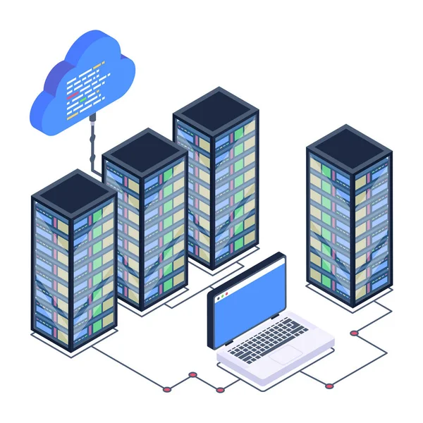 Cloud Computing Server Data Opslag Vector Illustratie Grafisch Ontwerp — Stockvector