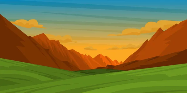 Векторная Иллюстрация Красивого Ландшафта Горами Лесом — стоковый вектор