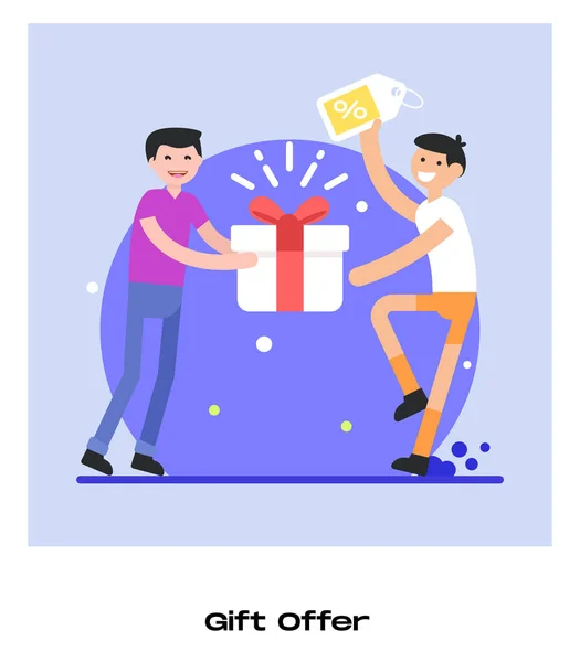 Mannen Met Gift Box Vector Illustratie — Stockvector