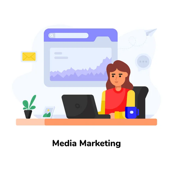 Ilustração Vetor Marketing Mídia —  Vetores de Stock