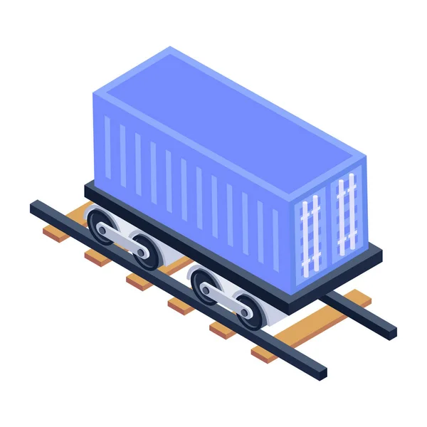 Isometric Train Icon Simple Illustration Railway Vector Icons Web — Stock Vector