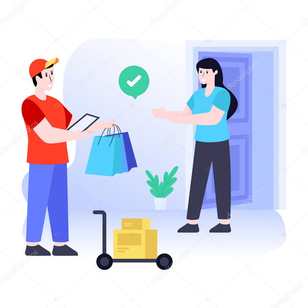 man and woman with bag, shopping concept 