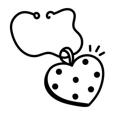 Bir kalp kolyesinin çizgi çizimi, vektör 