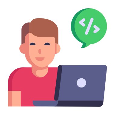 Dizüstü bilgisayarda çalışan bir adamın vektör çizimi