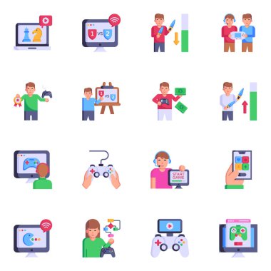 Web ve mobil için modern düz vektör simgeleri kümesi