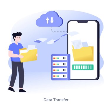 Dizin ve bulut hesaplama vektörü illüstrasyon tasarımı olan adam