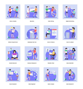 tasarım için çeşitli pozlarda vektör simgeleri kümesi