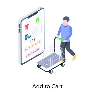 Akıllı telefonlu izometrik modern cep telefonu, çevrimiçi alışveriş, ecommerce, market, ticaret, satın alma, ödeme,