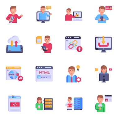 iş simgeleri kümesi, vektör illüstrasyonu