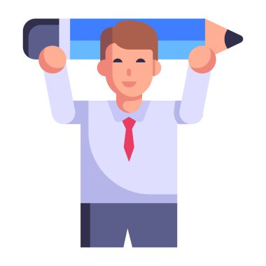 Kalem ve kalem vektör çizimine sahip iş adamı